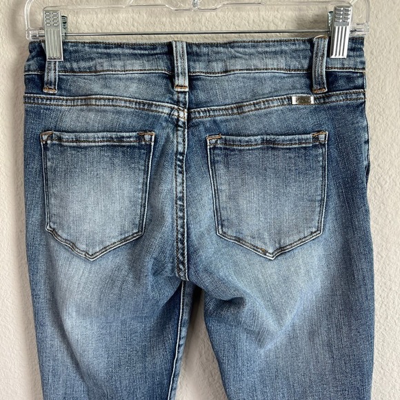 Kancan Claire Jeans Women's 1/24 Mid Rise Boyfriend Distressed Raw Hem Stretch - Picture 5 of 7